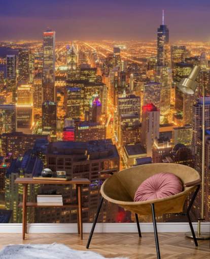 colourful chicago at night wallpaper