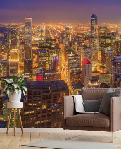 fargerik chicago om natten tapet fargerik chicago om natten tapet