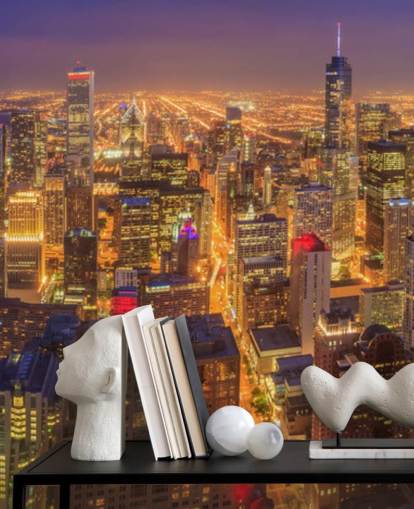 colourful chicago at night wallpaper