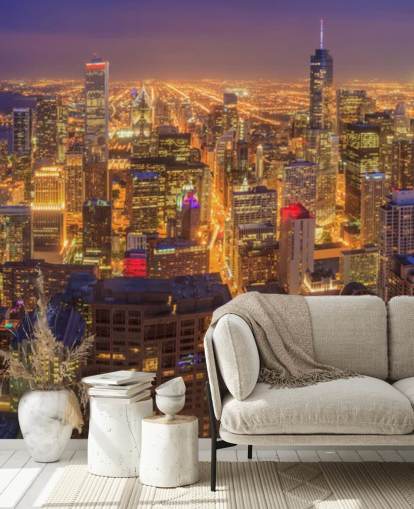 colourful chicago at night wallpaper