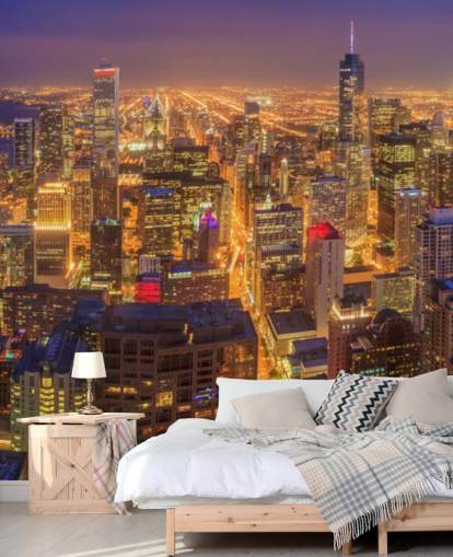 fondo de pantalla colorido chicago en la noche