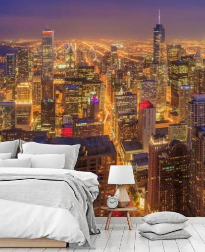 colourful chicago at night wallpaper