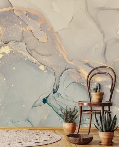 papier peint mural en marbre personnalisable teinté gris clair et lilas appelé Dreamy Marble Effect pour les cuisines, les chambres et les salles de bain