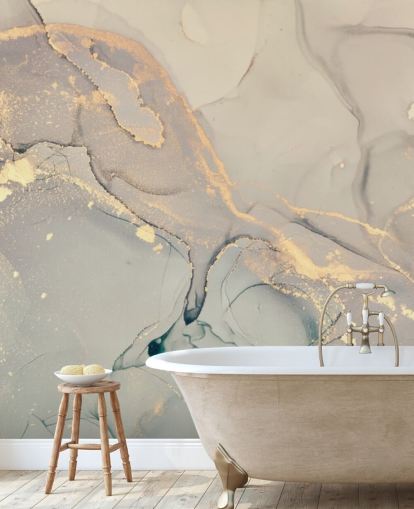 lysegrå og lilla tonet tilpasselig marmor tapetmaleri kaldet Dreamy Marble Effect til køkkener, soveværelser og badeværelser