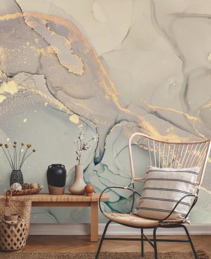 vaaleanharmaa ja lila sävytetty mukautettava marmoritapetti seinämaalaus nimeltä Dreamy Marble Effect keittiöihin, makuuhuoneisiin ja kylpyhuoneisiin