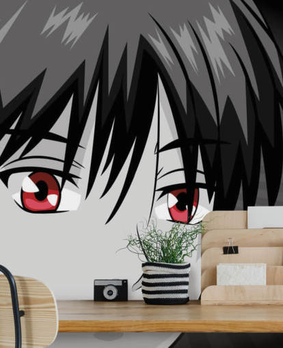 svart och vitt manga manga ansikte tapeter