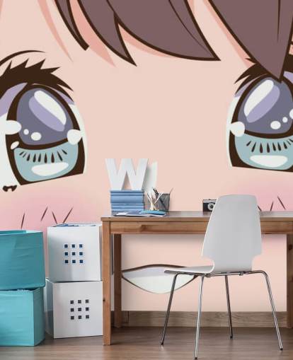 schattig anime gezicht behang