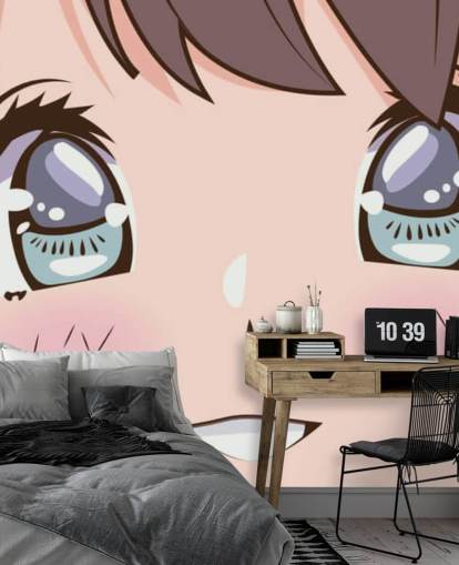 schattig anime gezicht behang