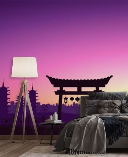 carta da parati scenario anime tramonto viola