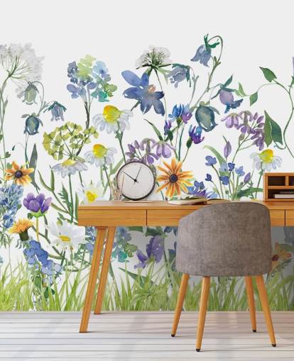 blue, purple and yellow meadow flowers wallpaper blue, purple and yellow meadow flowers wallpaper