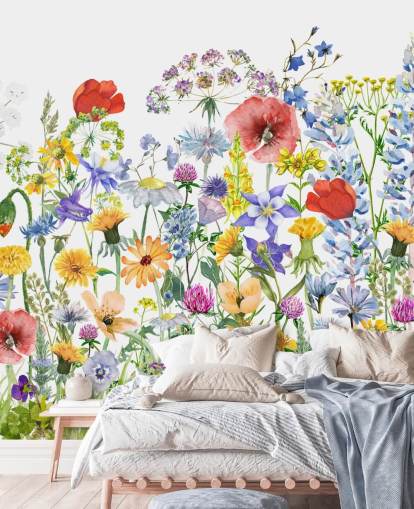 malet voksende blomster tapet malet voksende blomster tapet