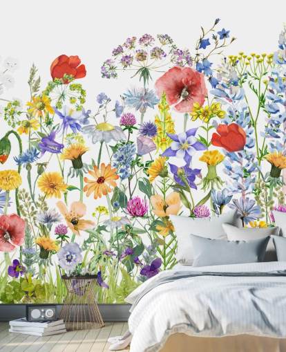 malet voksende blomster tapet malet voksende blomster tapet