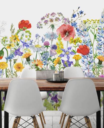 malt voksende blomster tapet