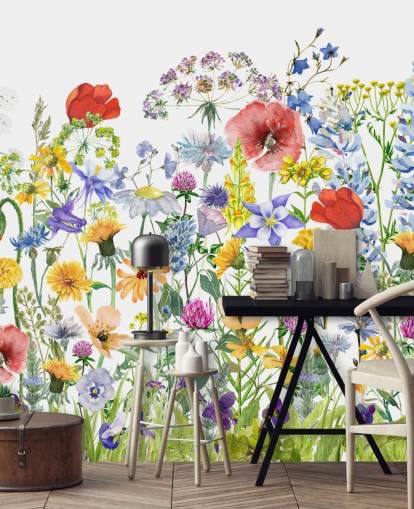 malt voksende blomster tapet