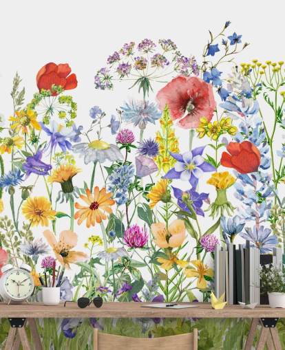 malet voksende blomster tapet malet voksende blomster tapet