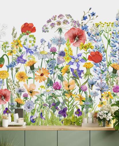 carta da parati dipinta con fiori