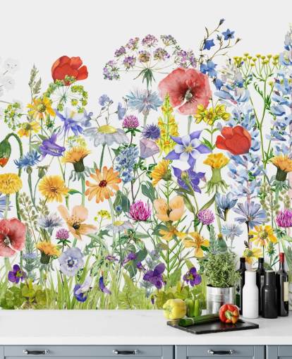 malt voksende blomster tapet