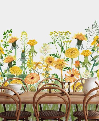 papel pintado de flores de crecimiento pintado amarillo