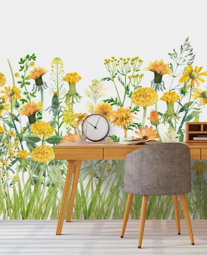 papel de parede de flores em crescimento pintado