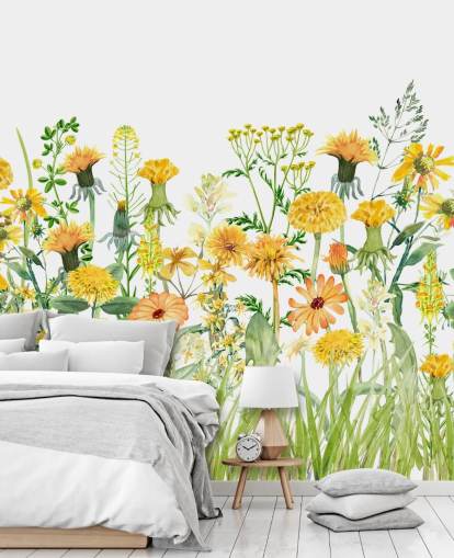 papier peint fleurs jaunes papier peint fleurs jaunes