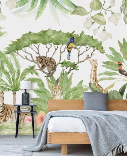 papier peint jungle animaux safari