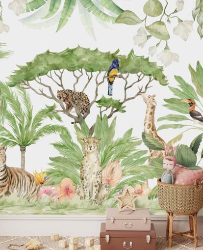 papier peint jungle animaux safari
