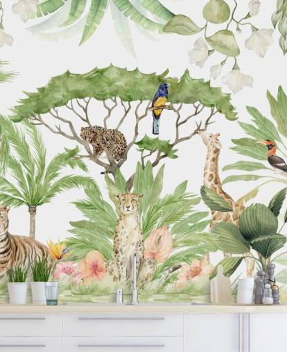 safari animal jungle behang