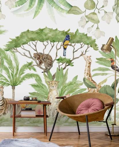 papier peint jungle animaux safari
