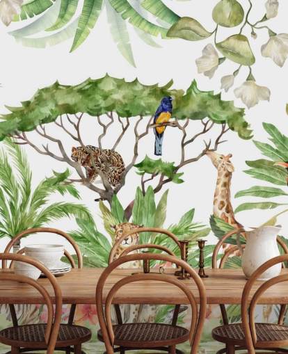 illustrated animals in jungle wallpaper illustrated animals in jungle wallpaper