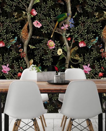 dark chinoiserie tree and bird wallpaper dark chinoiserie tree and bird wallpaper