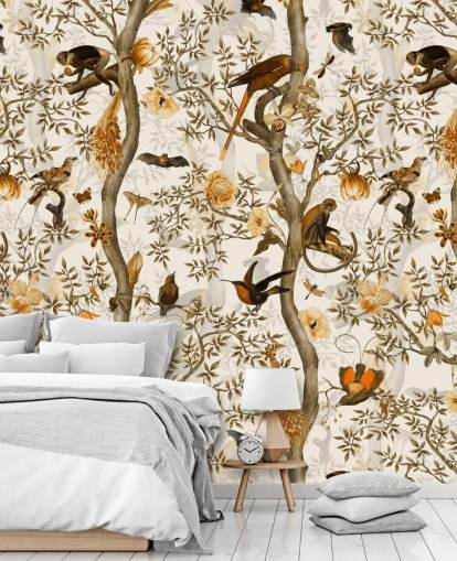 senap och brun chinoiserie tapeter senap och brun chinoiserie tapeter