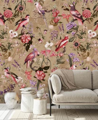 pink and purple bird floral wallpaper pink and purple bird floral wallpaper