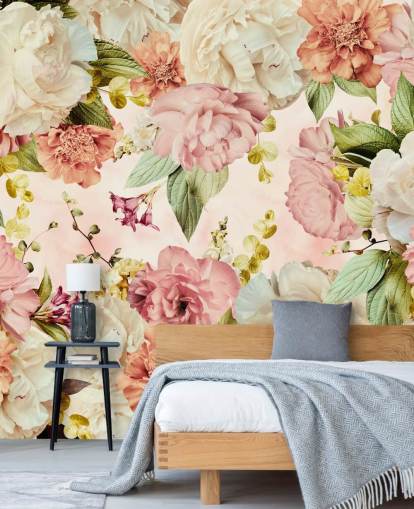pink and white floral wallpaper
