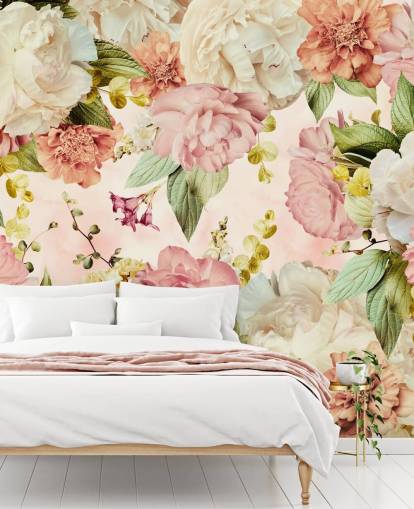 pink og hvid blomster tapet