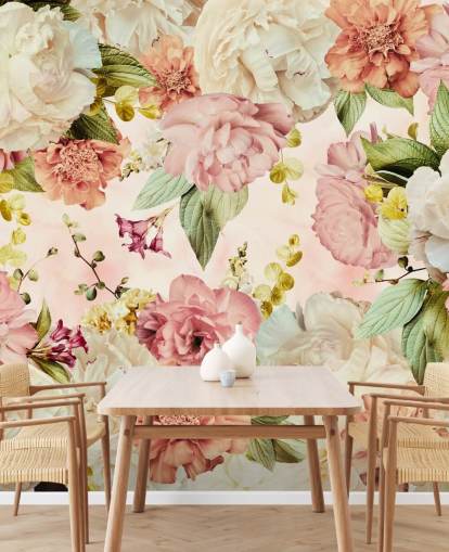 pink and white floral wallpaper