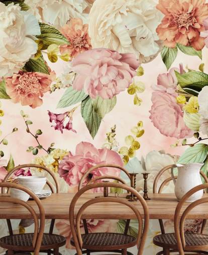 pink and white floral wallpaper