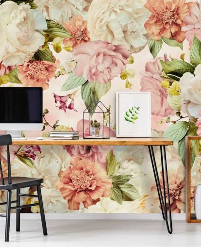 pink and white floral wallpaper