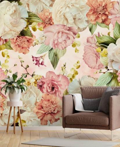 papel pintado floral rosa y blanco papel pintado floral rosa y blanco