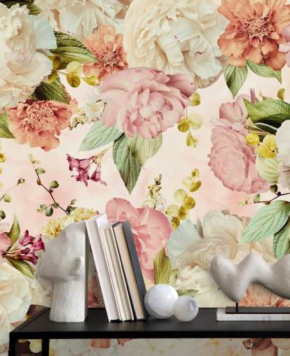 pink and white floral wallpaper