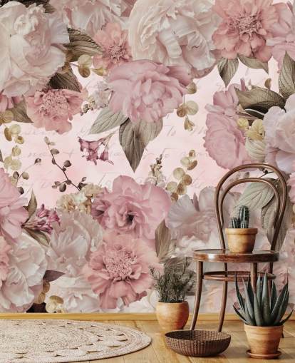 light pink and off white peonies wallpaper