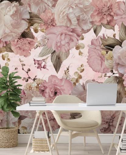 light pink and off white peonies wallpaper