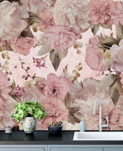 light pink and off white peonies wallpaper