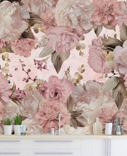 light pink and off white peonies wallpaper