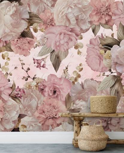 papel de parede rosa claro e peônias brancas papel de parede rosa claro e peônias brancas