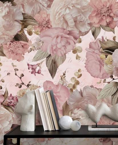 lys rosa og off white peoner tapet lys rosa og off white peoner tapet