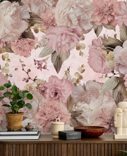light pink and off white peonies wallpaper