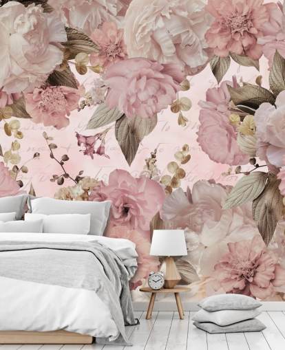 light pink and off white peonies wallpaper