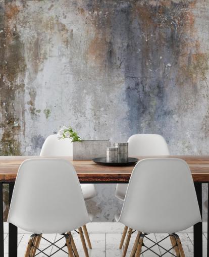 mural de papel pintado de pared de hormigón personalizado gris, azul y bronce llamado Industrial Wall