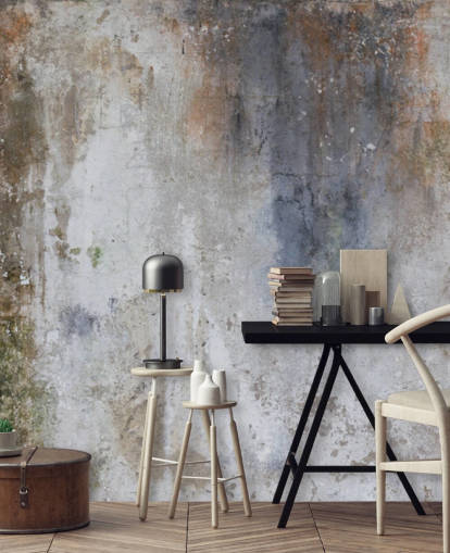 mural de papel pintado de pared de hormigón personalizado gris, azul y bronce llamado Industrial Wall mural de papel pintado de pared de hormigón personalizado gris, azul y bronce llamado Industrial Wall