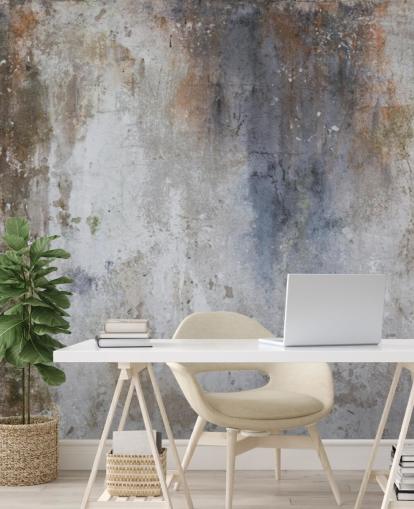 Maßgefertigtes Wandtapetenbild aus Beton in Grau, Blau und Bronze namens Industrial Wall Maßgefertigtes Wandtapetenbild aus Beton in Grau, Blau und Bronze namens Industrial Wall